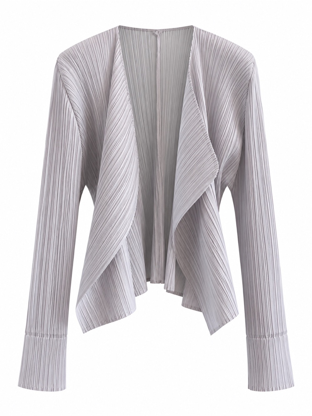 Issey Miyake Light Gray Pleated Draped Cardigan